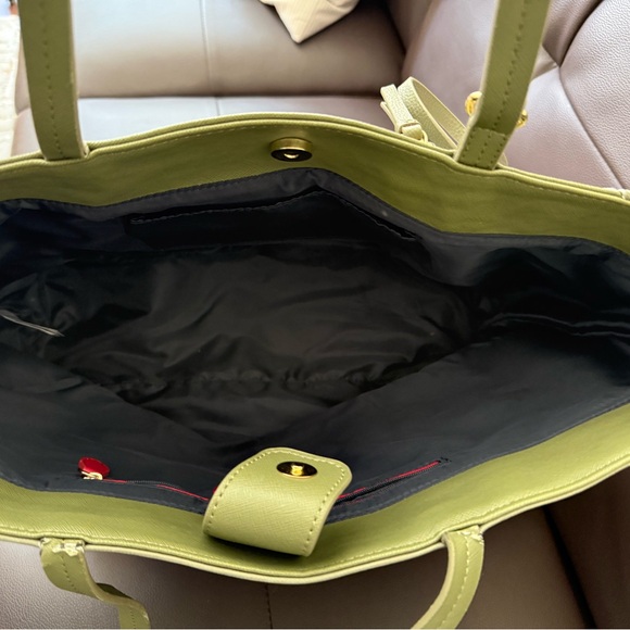 Tommy Hilfiger Olive and Pink Striped Tote - Picture 2 of 3